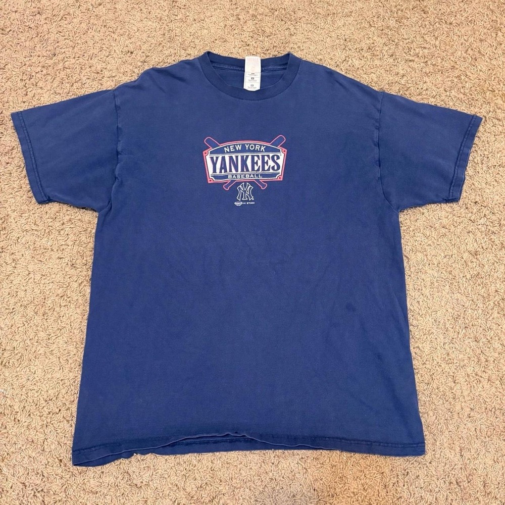 Fruit of the Loom New York Yankees T-Shirt XL Navy Blue Y2K 2002 MLB Baseball
